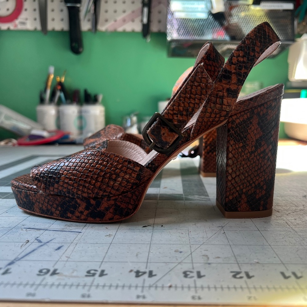 Miss L Fire Snake Embossed Leather Platform Heels